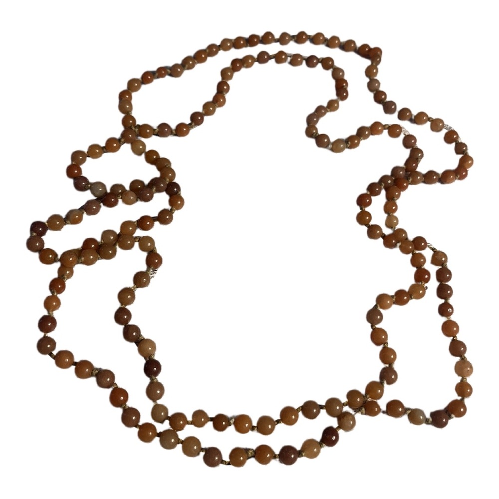Necklace Stone Beaded Long Orange and Brown Bohemian Necklace NWOT